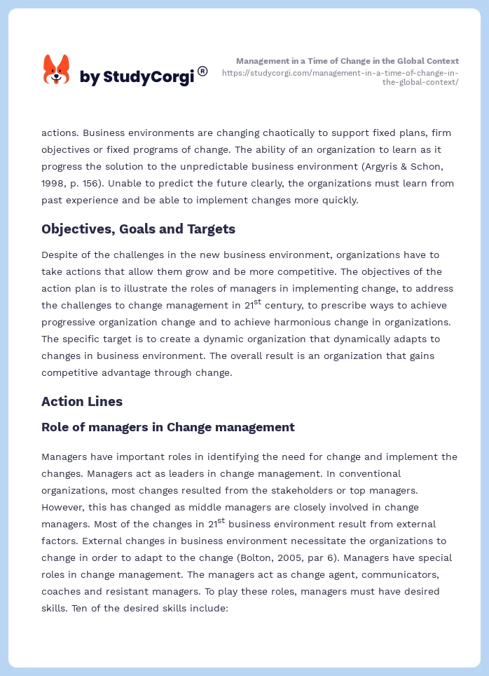 Management in a Time of Change in the Global Context. Page 2