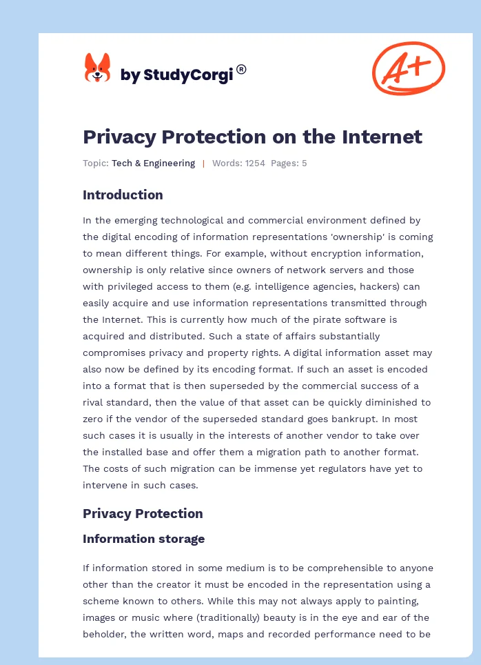 Privacy Protection on the Internet. Page 1