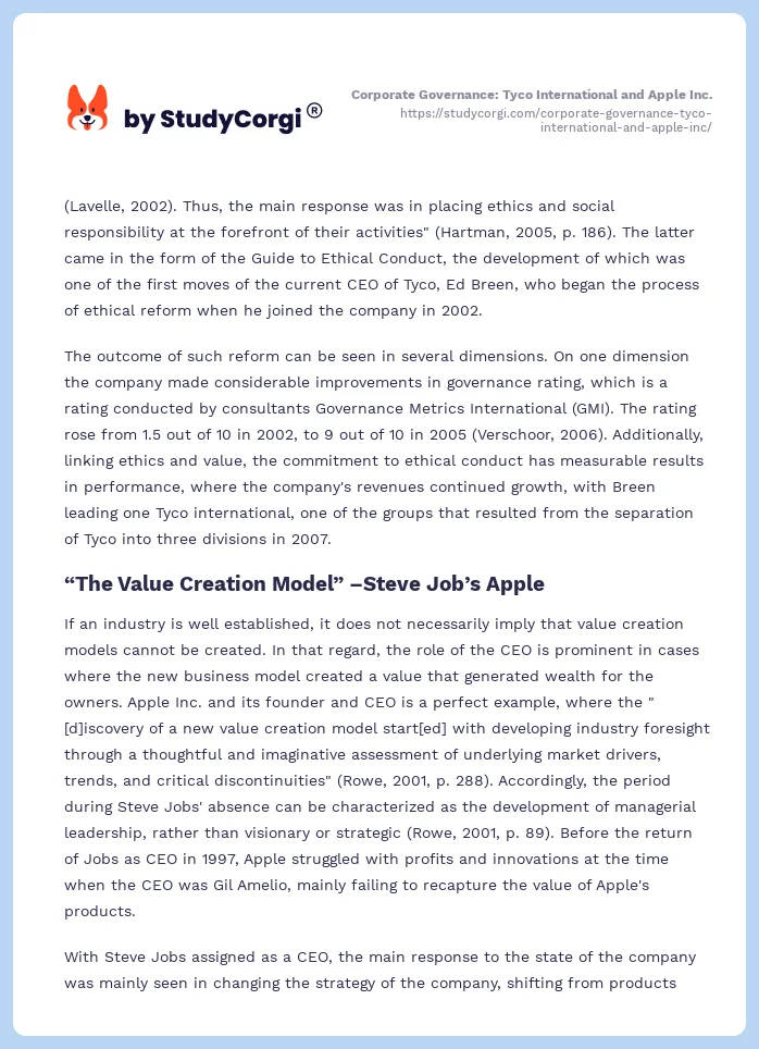 Corporate Governance: Tyco International and Apple Inc.. Page 2