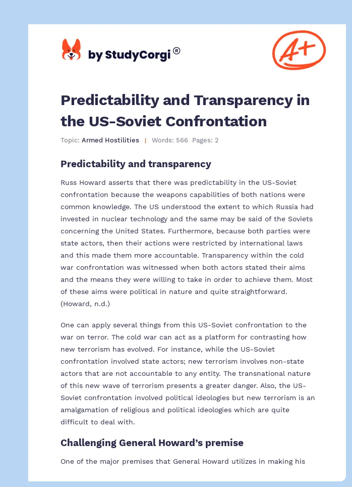 Predictability and Transparency in the US-Soviet Confrontation. Page 1