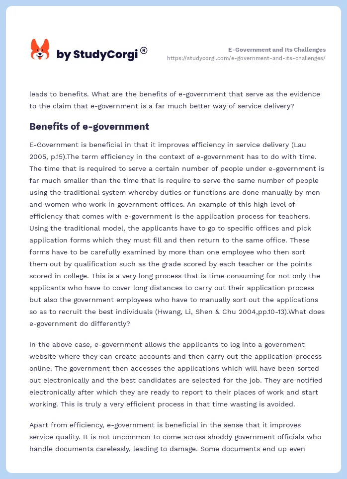 E-Government and Its Challenges. Page 2