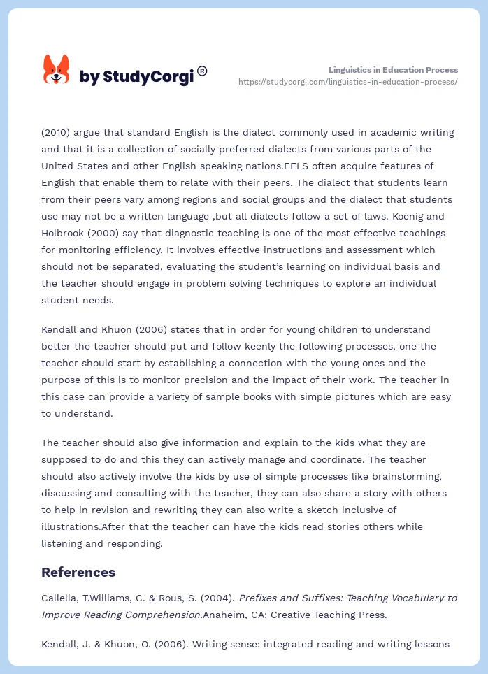 Linguistics in Education Process. Page 2