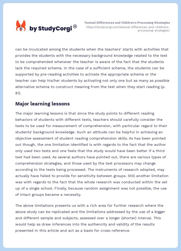 Textual Differences and Children's Processing Strategies. Page 2