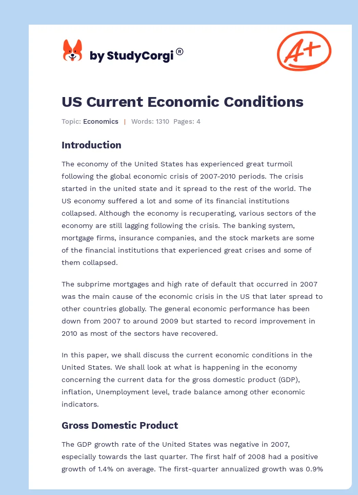 US Current Economic Conditions. Page 1