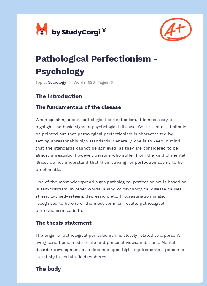 Pathological Perfectionism - Psychology. Page 1