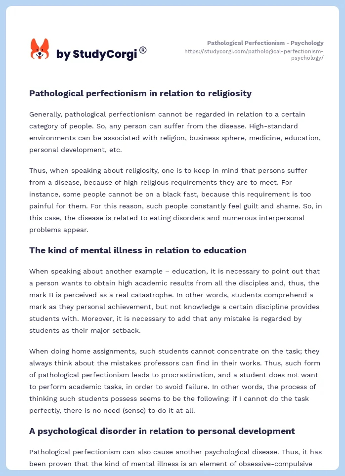 Pathological Perfectionism - Psychology. Page 2