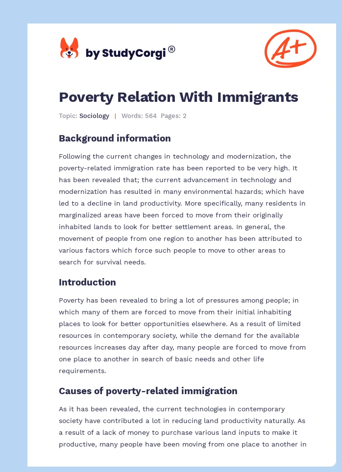 Poverty Relation With Immigrants. Page 1