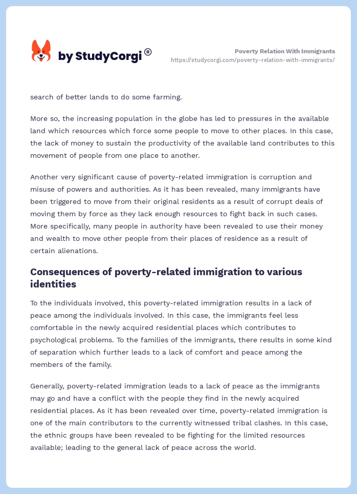 Poverty Relation With Immigrants. Page 2