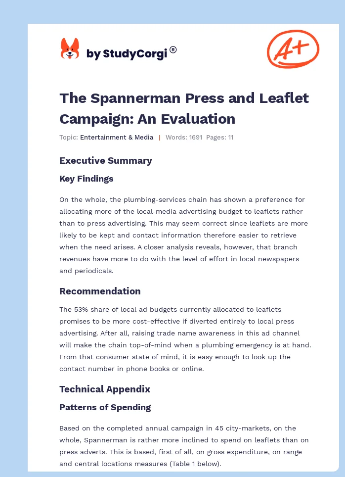 The Spannerman Press and Leaflet Campaign: An Evaluation. Page 1