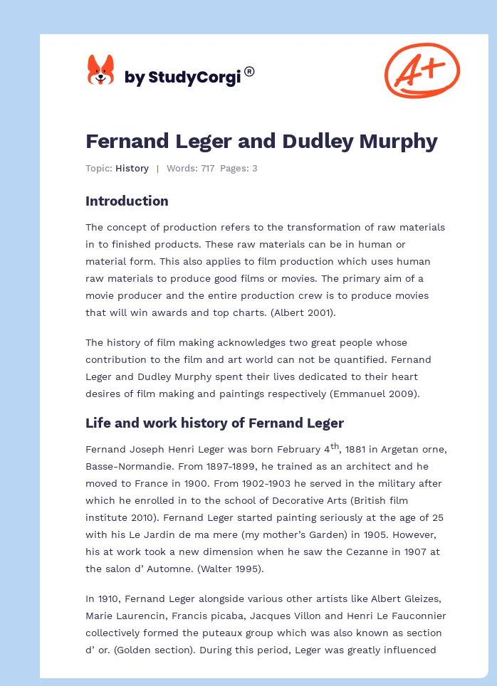 Fernand Leger and Dudley Murphy. Page 1