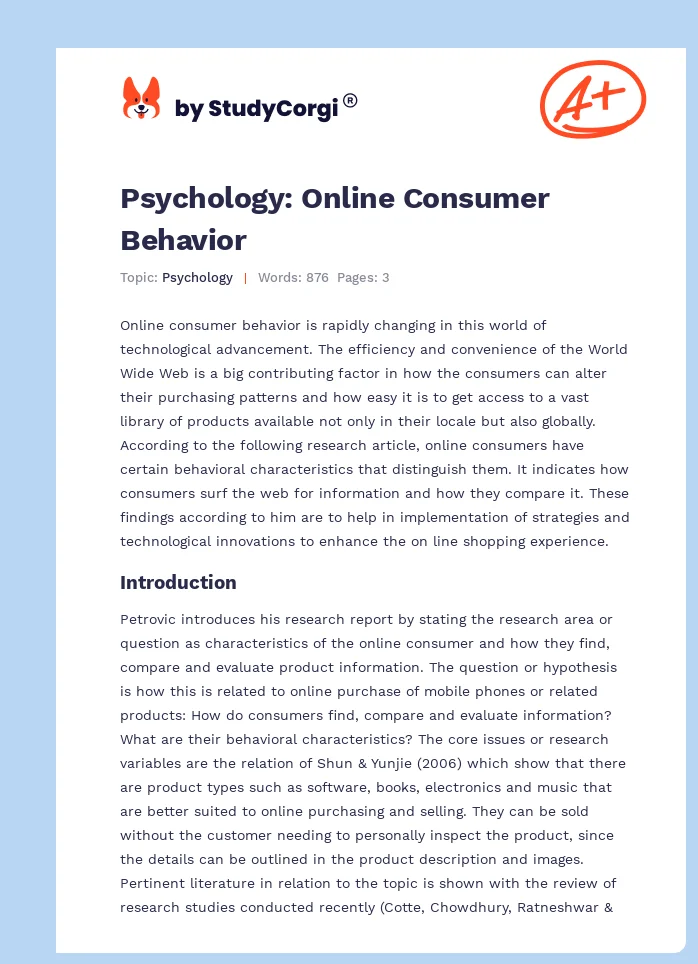 Psychology: Online Consumer Behavior. Page 1