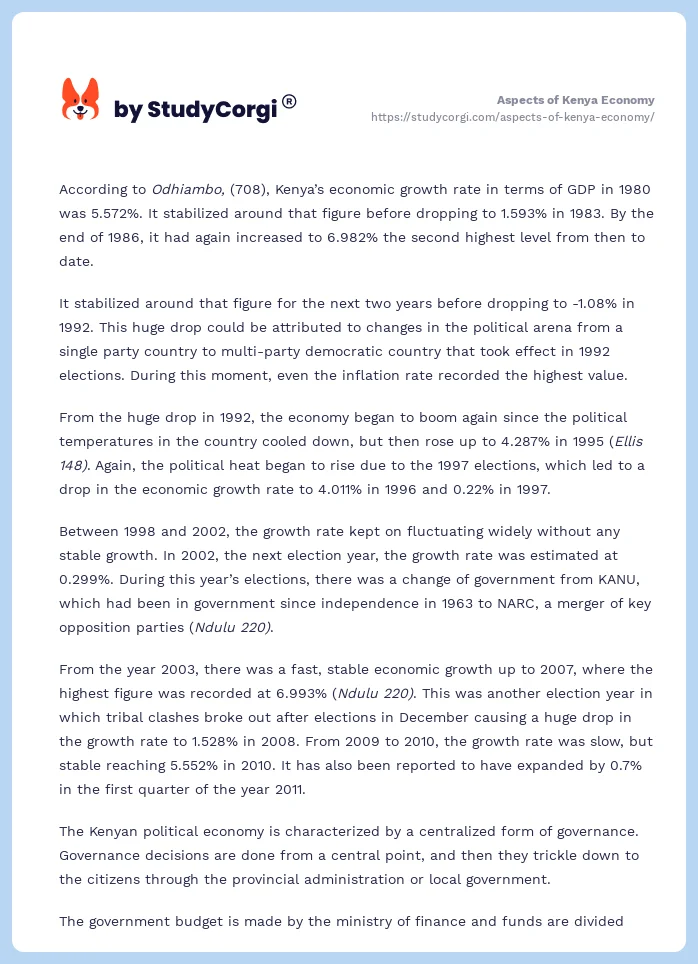 Aspects of Kenya Economy. Page 2