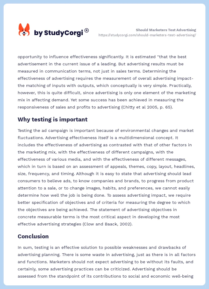 Should Marketers Test Advertising. Page 2