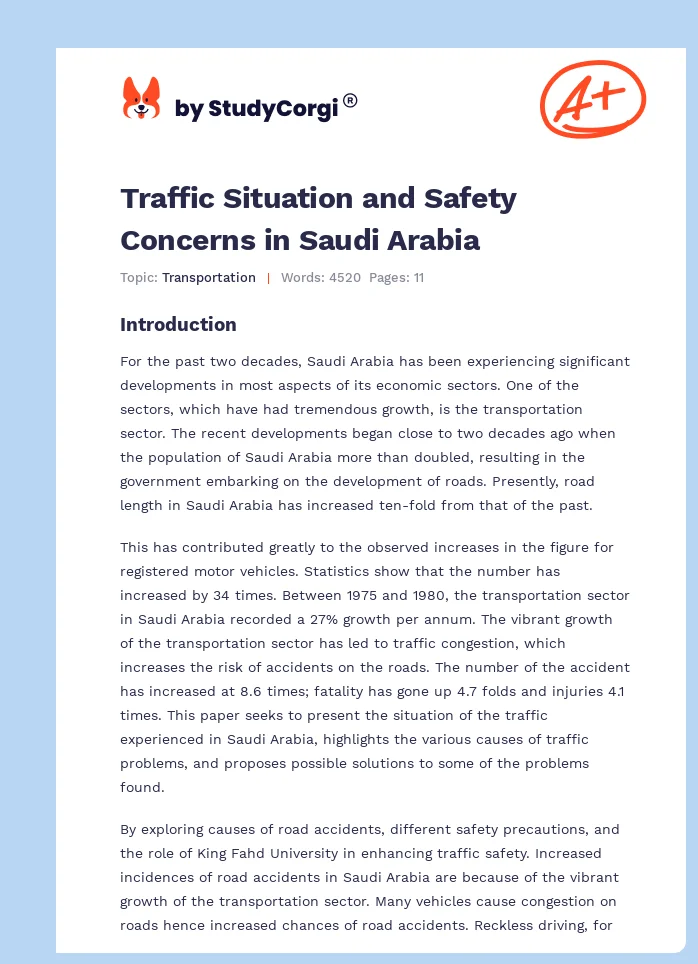 Traffic Situation and Safety Concerns in Saudi Arabia. Page 1