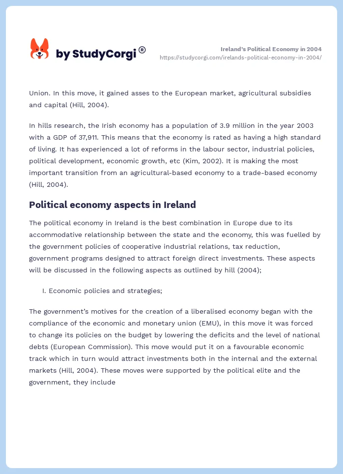 Ireland’s Political Economy in 2004. Page 2