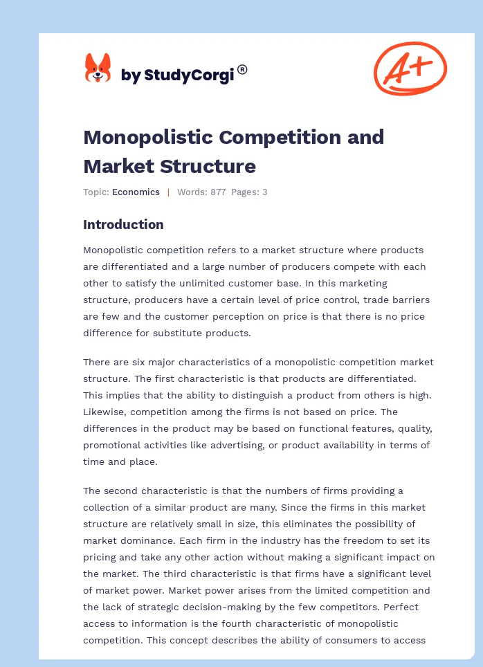 Monopolistic Competition and Market Structure. Page 1