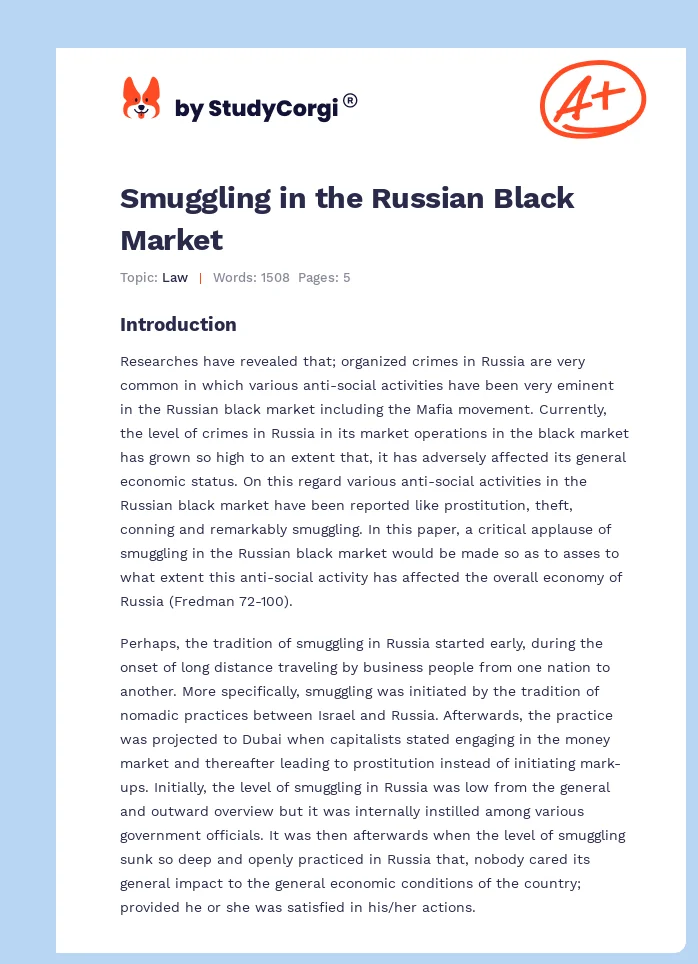Smuggling in the Russian Black Market. Page 1