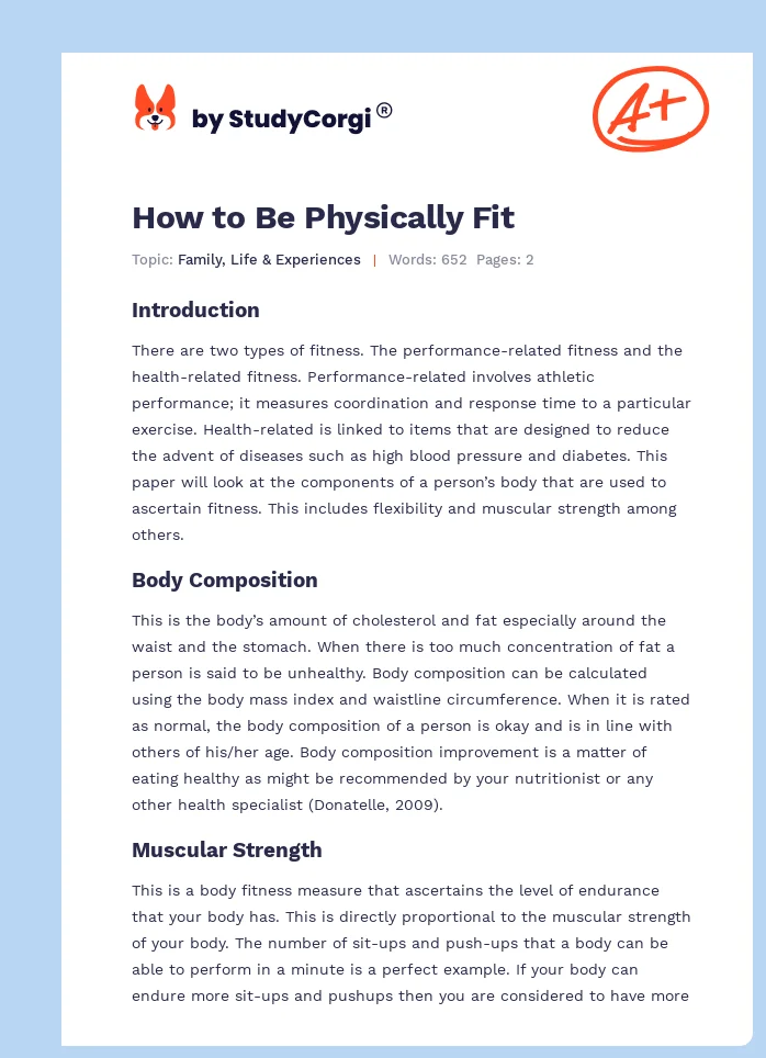 physically fit definition essay