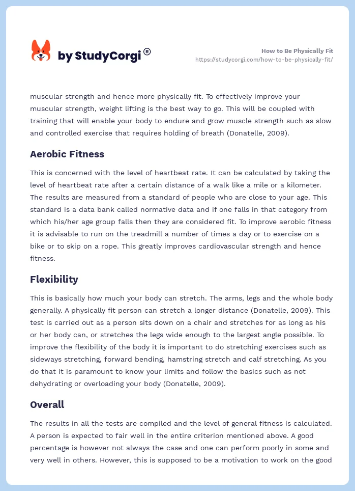 how to be physically fit essay
