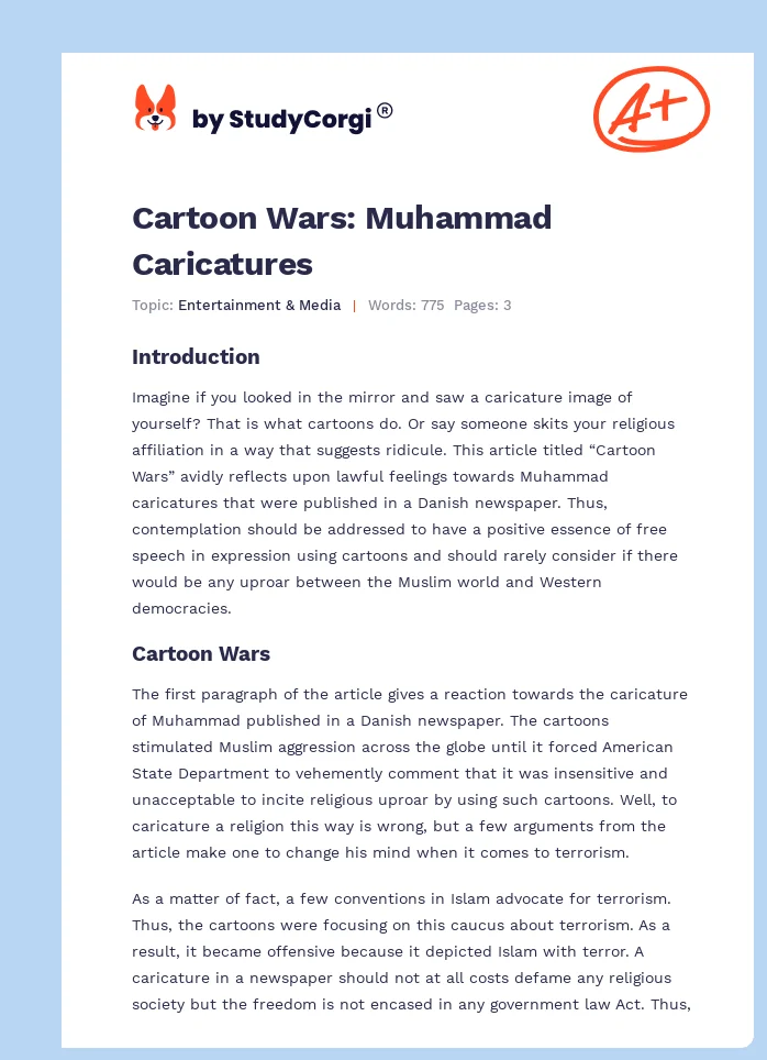 Cartoon Wars: Muhammad Caricatures. Page 1