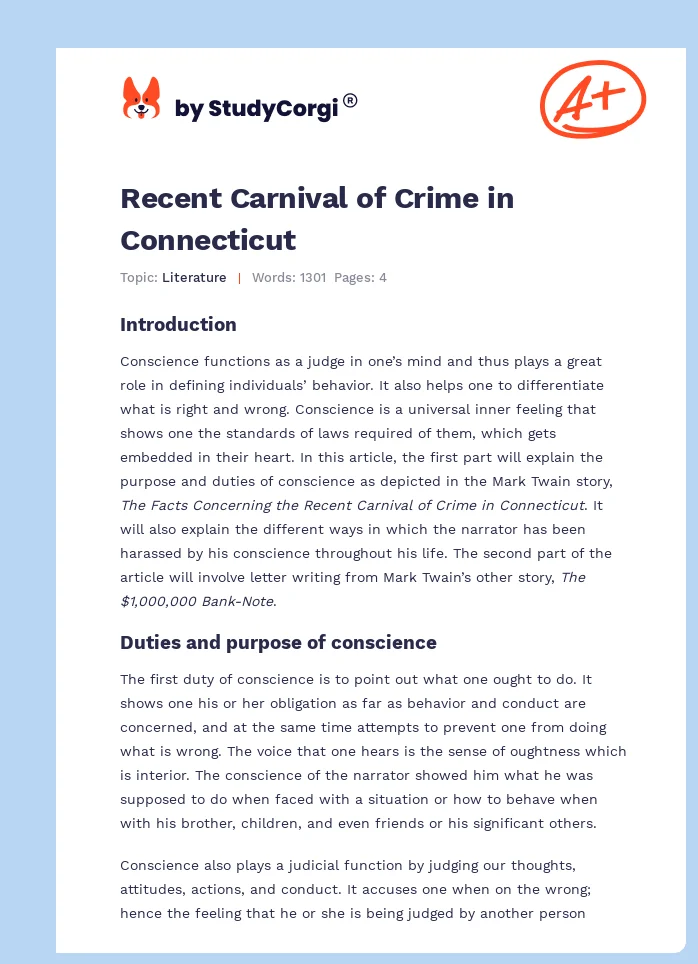 Recent Carnival of Crime in Connecticut. Page 1