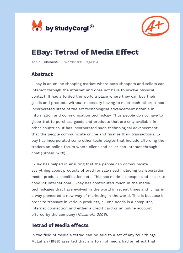 EBay: Tetrad of Media Effect. Page 1