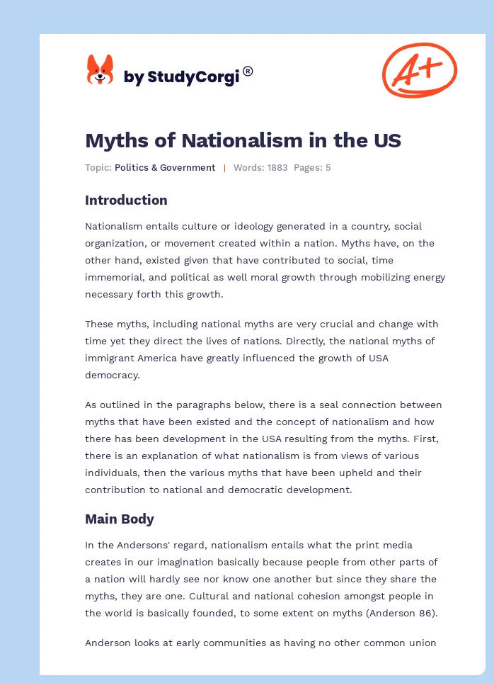 Myths of Nationalism in the US. Page 1