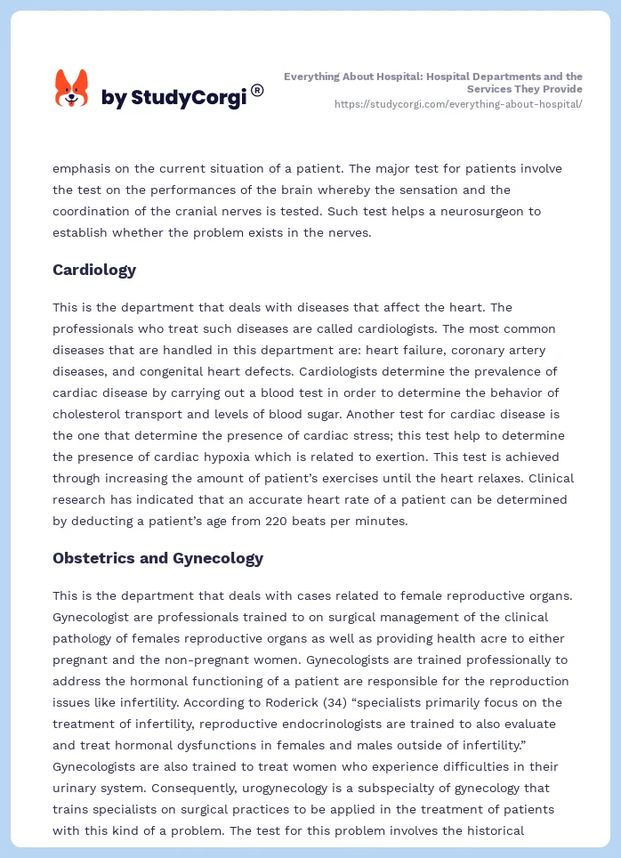 Everything About Hospital: Hospital Departments and the Services They Provide. Page 2