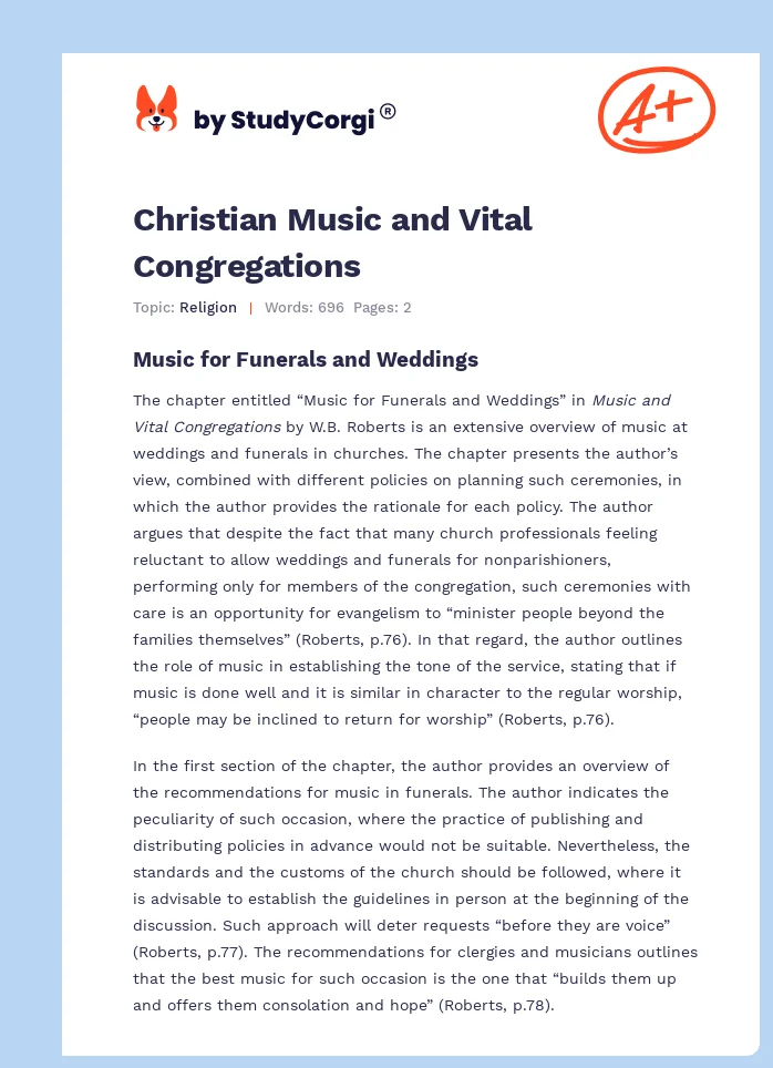 Christian Music and Vital Congregations. Page 1