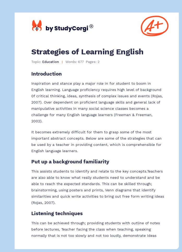 Strategies of Learning English. Page 1