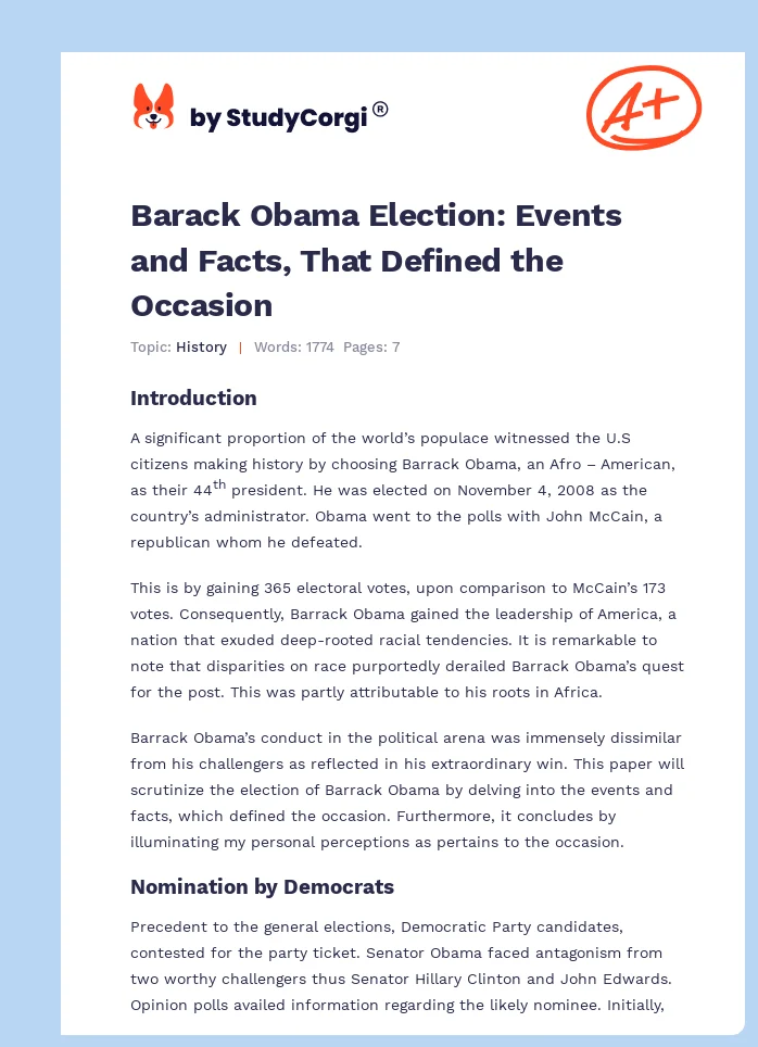Barack Obama Election: Events and Facts, That Defined the Occasion. Page 1