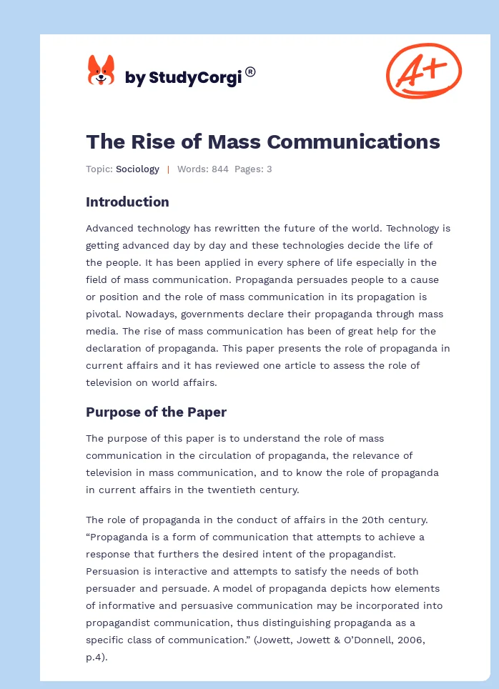 The Rise of Mass Communications. Page 1