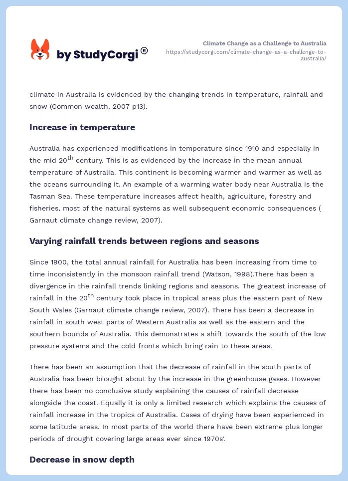 Climate Change as a Challenge to Australia. Page 2