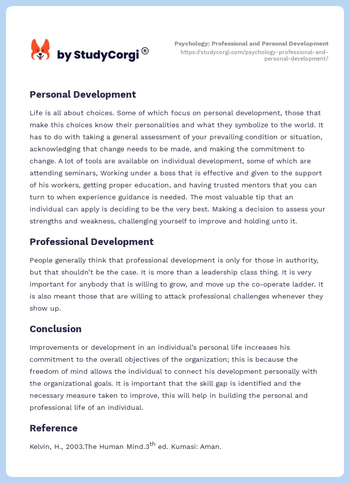 Psychology: Professional and Personal Development. Page 2