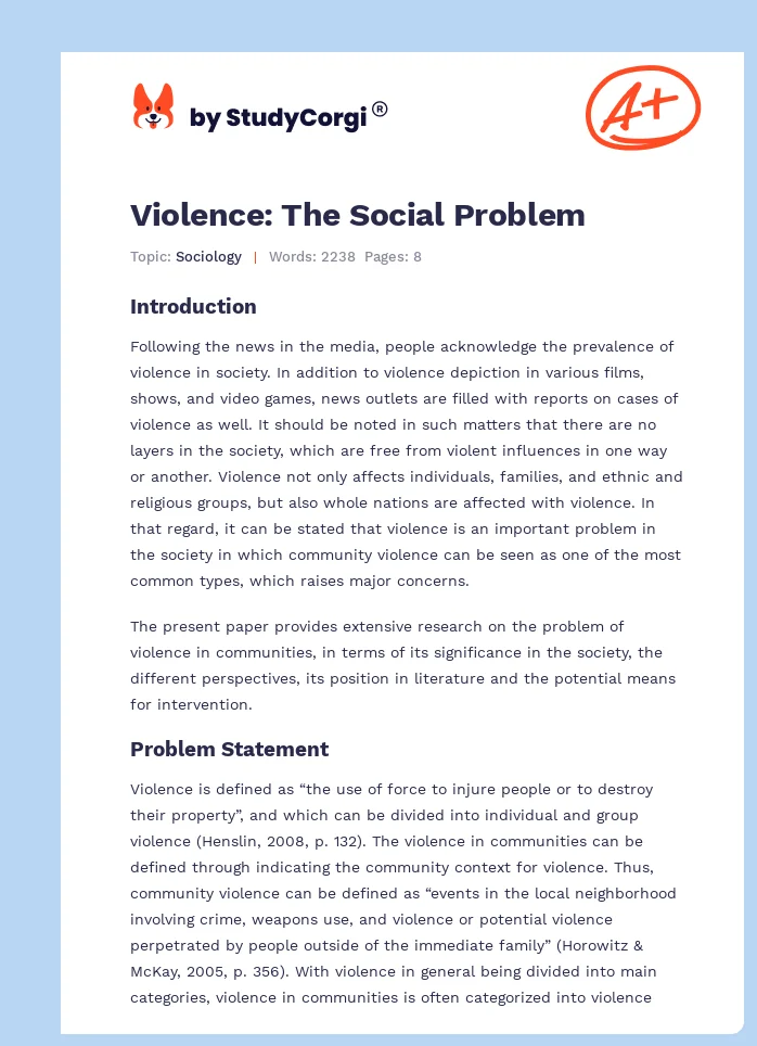 Violence: The Social Problem. Page 1