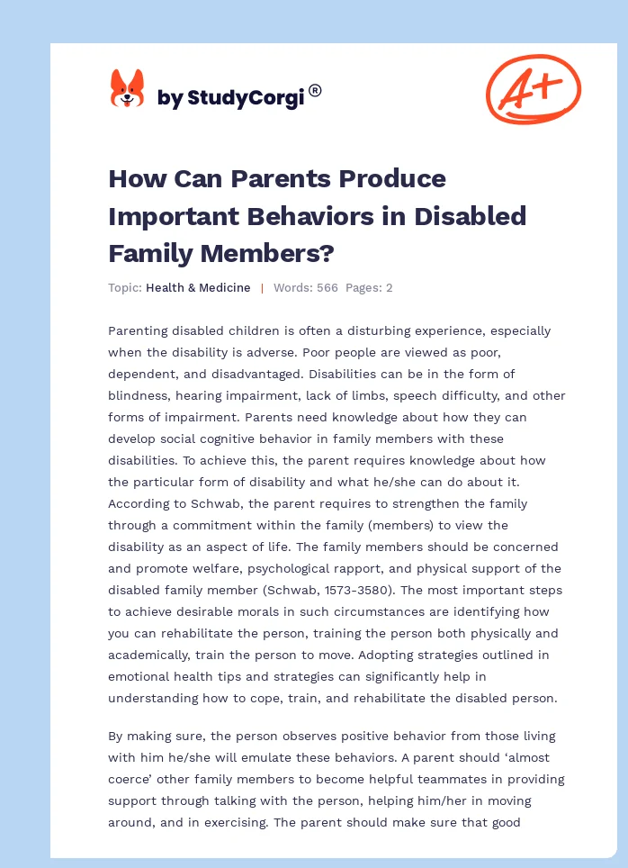 How Can Parents Produce Important Behaviors in Disabled Family Members?. Page 1