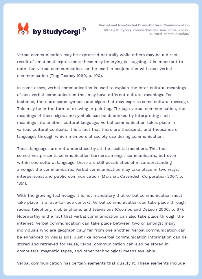 Verbal and Non-Verbal Cross-Cultural Communication. Page 2