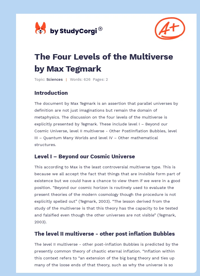 The Four Levels of the Multiverse by Max Tegmark. Page 1