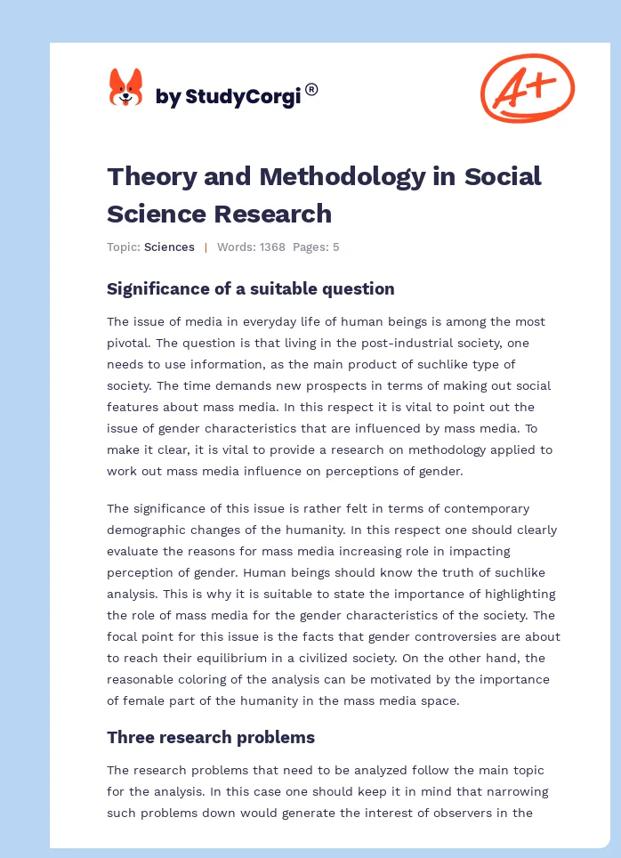 Theory and Methodology in Social Science Research. Page 1