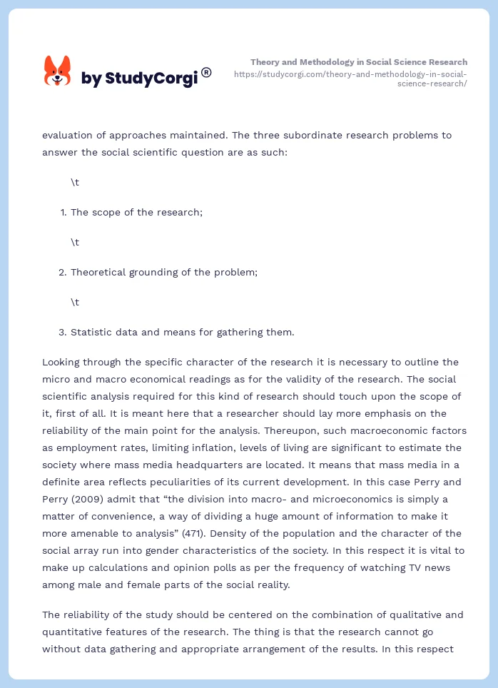 Theory and Methodology in Social Science Research. Page 2