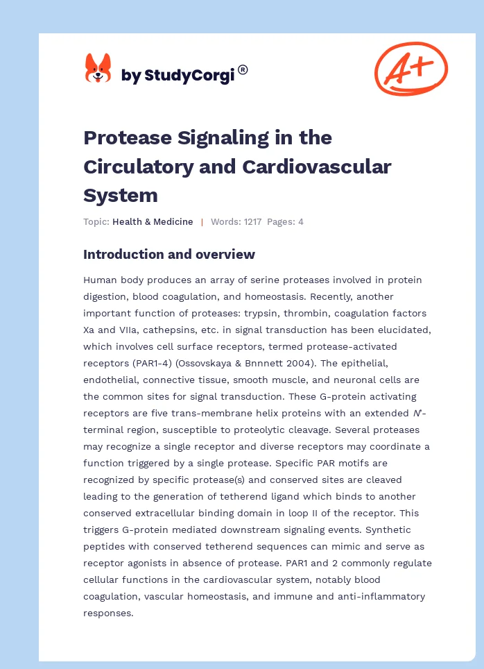 Protease Signaling in the Circulatory and Cardiovascular System. Page 1