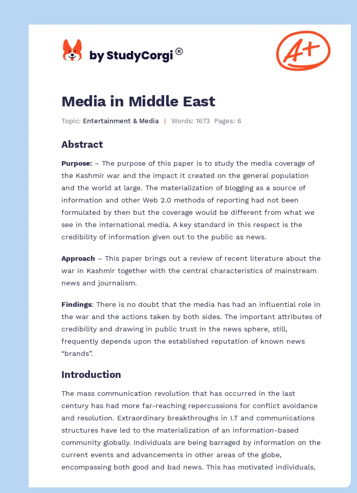 Media in Middle East. Page 1