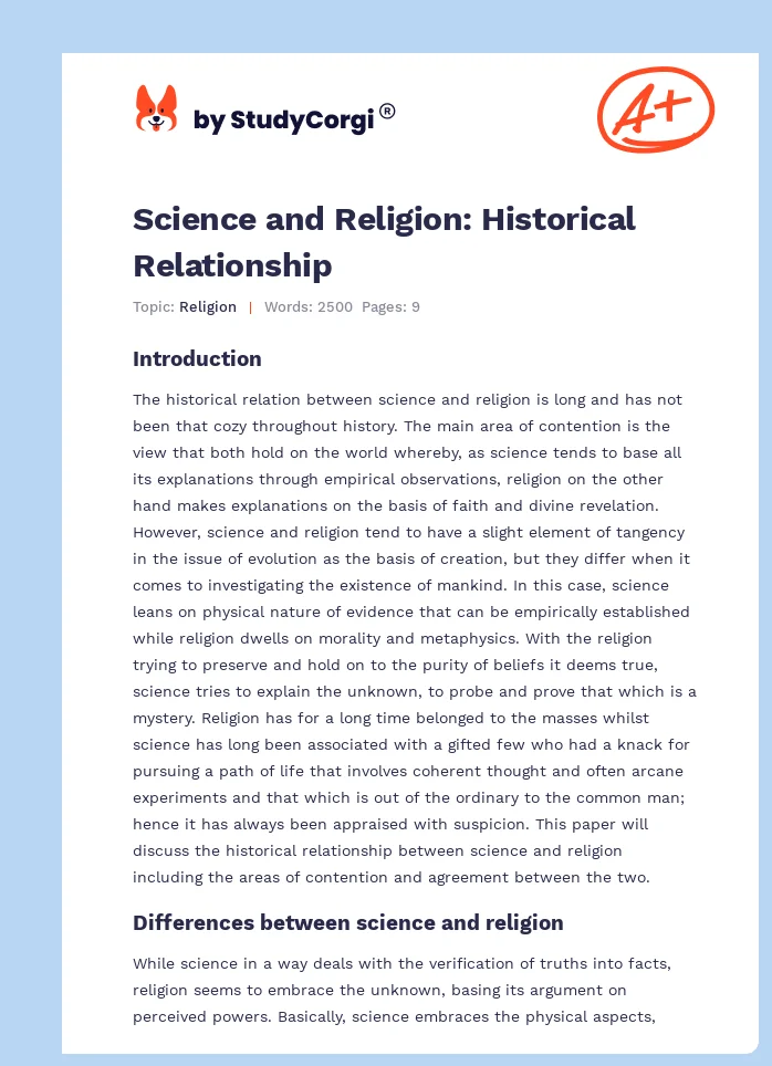 Science and Religion: Historical Relationship. Page 1