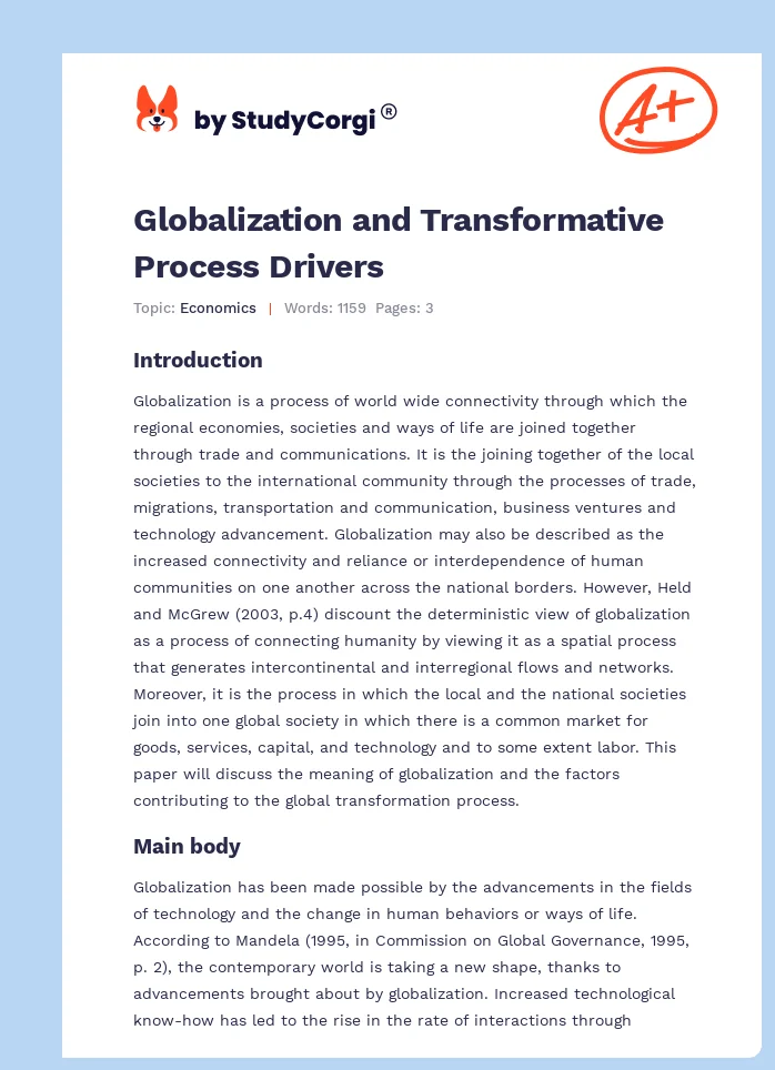 Globalization and Transformative Process Drivers. Page 1