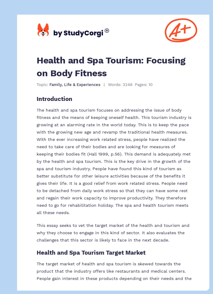 Health and Spa Tourism: Focusing on Body Fitness. Page 1