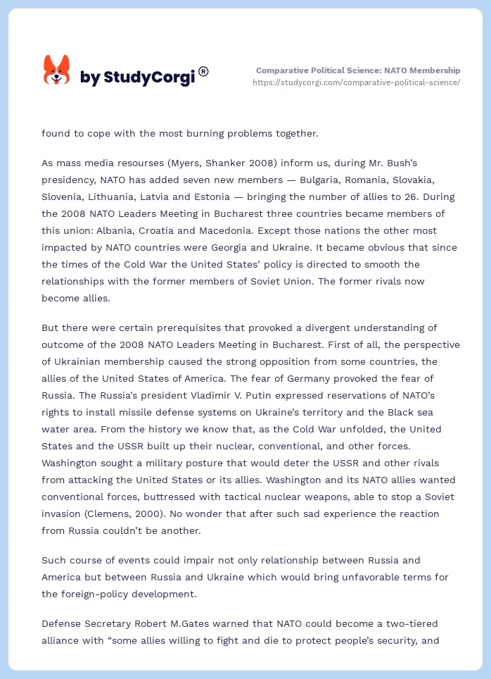 Comparative Political Science: NATO Membership. Page 2