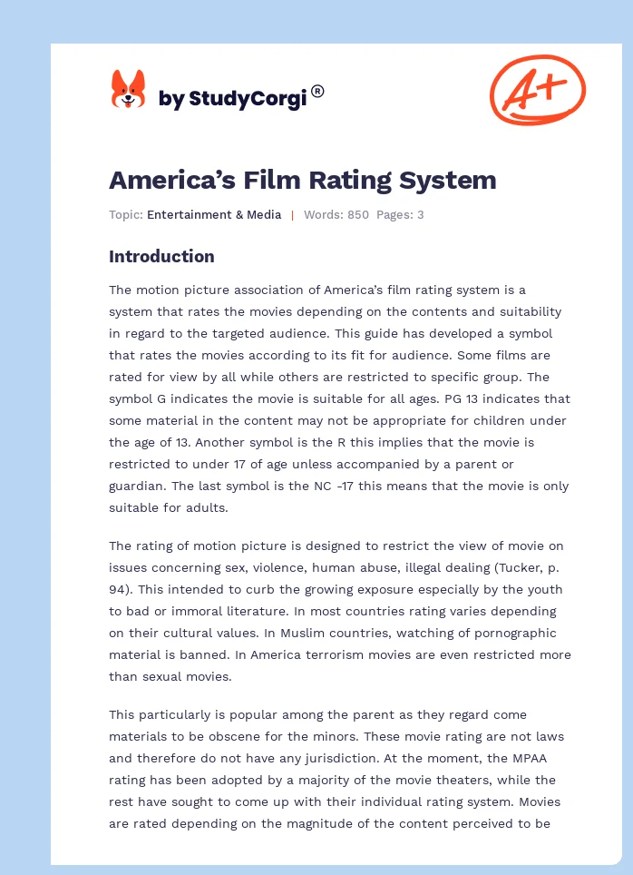America’s Film Rating System. Page 1