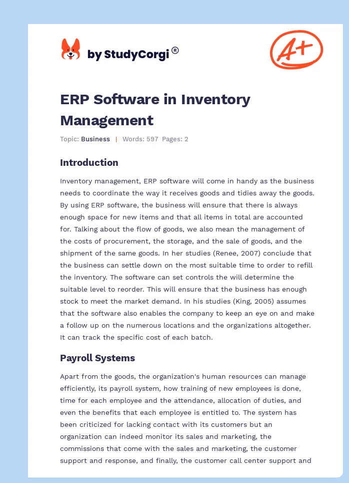 ERP Software in Inventory Management. Page 1