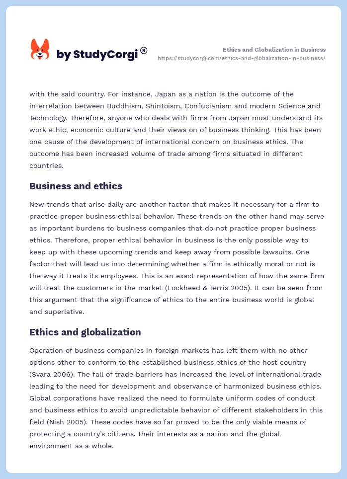 Ethics and Globalization in Business. Page 2