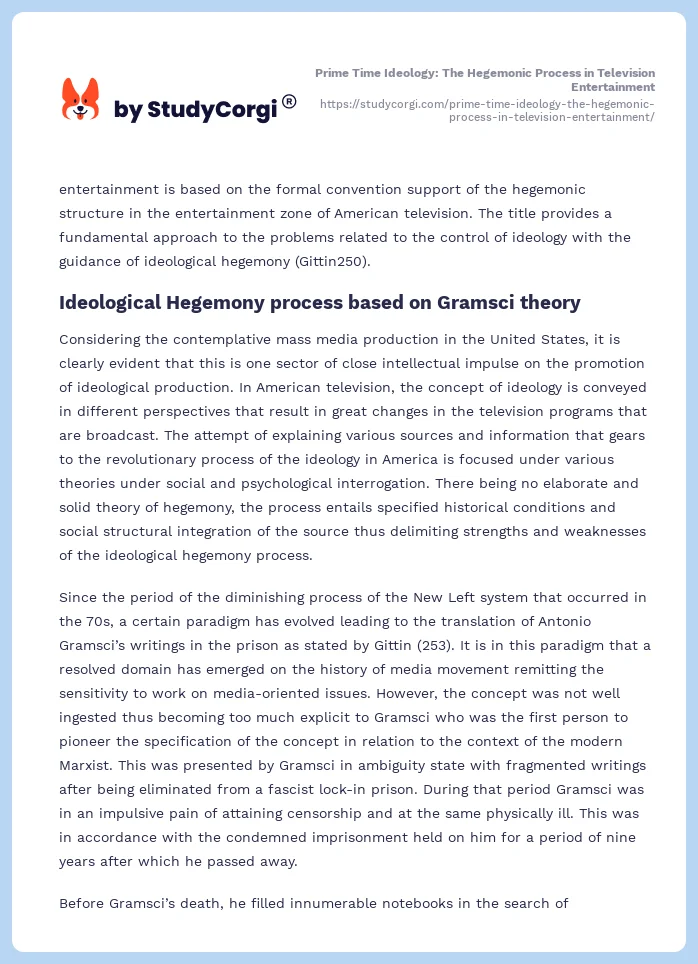 Prime Time Ideology: The Hegemonic Process in Television Entertainment. Page 2